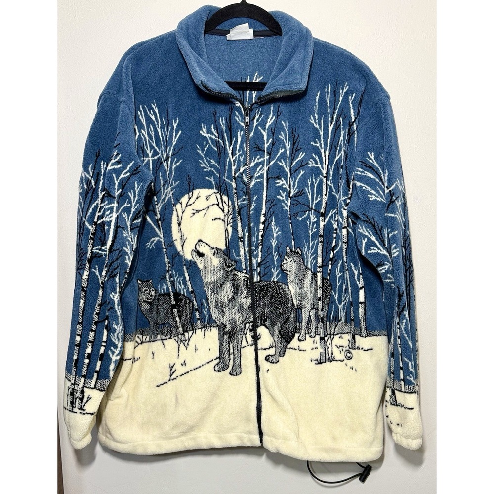 National Wildlife Federation AOP Jacket Adult Size XL Wolves Full Zip USA Made